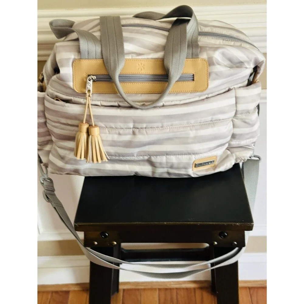 SKIP HOP Riverside Ultra Light Diaper Bag Satchel Oyster Stripe